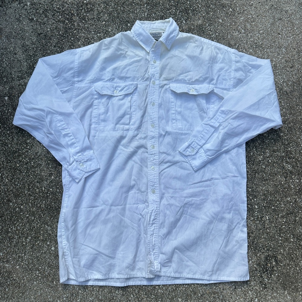 Vtg 90s Marithe Francois Girbaud Mens L White Cotton Long Sleeve Button Down